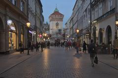 Busy Floriańska Street in Kraków's Old Town