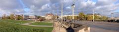 View from Augustusbrücke to Blockhaus and The Westin Bellevue in Dresden-Neustadt