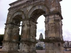 distant view of Saint Pierre de Saintes and Arch of Germanicus in summer 2013