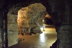 Jeskyně Výpustek interior with rock formations and pathway