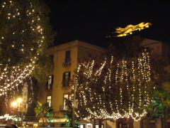 Via Roma and Arechi Castle by night in Christmas 2007, Salerno, Italy