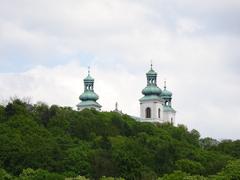 view of Camaldolese Hermit Monastery towers from Księcia Józefa Street in Kraków, 2016