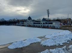 View of the City Park Ice Rink from the Millennium Monument in Budapest