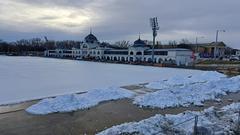 Budapest City Park Ice Rink view from Millennium Monument in Heroes' Square