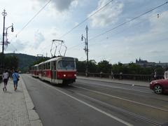 Tatra T3R.P tram DPP 8563 on bridge Most Legií in Prague