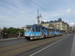 Tatra T3R.PV tram DPP 8182 on bridge in Prague