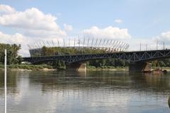 National Stadium and Średnicowy Bridge in Warsaw