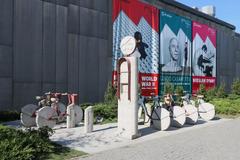 Concrete bicycles sculpture at the Museum of Modern Art in Krakow