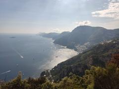 View of Parco Regionale dei Monti Lattari from a hill covered with greenery