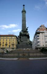 Column bearing names of fallen atop Monument to the Five Days of Milan in Piazza Cinque Giornate, Milan