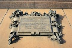 1916 pro-war and anti-German plaque below the Monument to the Five Days of Milan in Piazza Cinque Giornate, Milan, Italy