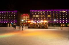 Ice skating rink at the train station in Kraków