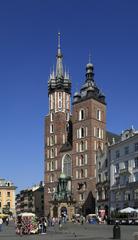 Towers of St. Mary's Church with distinct architectural differences