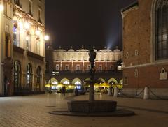 Night view of Plac Mariacki in Krakow