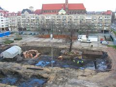 New Market Square in Wrocław with the remains of Neptune's fountain