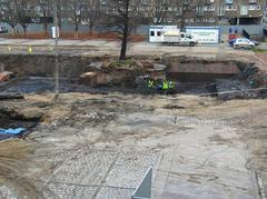 part of an air raid shelter from 1941 uncovered during construction in New Market Square, Wroclaw, in 2010