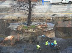 Fragment of 1941 anti-aircraft shelter unearthed during 2010 construction at Nowy Targ Square in Wrocław