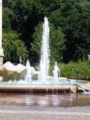 Beautiful stone fountain in a park in Poland