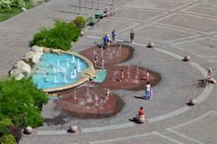 Public fountain in front of The Palace of Fine Arts in Plac Szczepański, Kraków