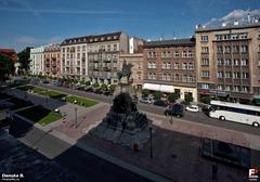 Pomnik Grunwaldzki in Kraków with east side of Matejko Square in background