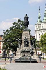 View of the Grunwald Monument from the Barbican in Krakow