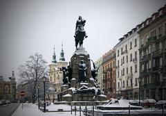 Battle of Grunwald monument in Matejko Square, Krakow, Poland