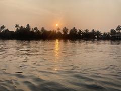 Scenic sunset view over the backwaters of Alleppey, Kerala