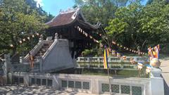 Buddhist flags at the One Piller Pagoda