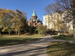 Tove Janssons park with Uspenski Cathedral in the background, Helsinki