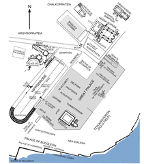 Map of the imperial district of Byzantine Constantinople