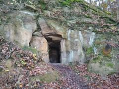 Artificial cave on the southeast shore of Velký Bolevec Pond, Plzeň, Czech Republic