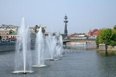 View of Maly-Kamenny Bridge and Statue of Peter the Great in Moscow