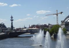 Monument to the 300th Anniversary of the Russian Fleet viewed from Luzhkov Bridge, Moscow