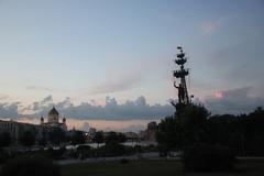 view of Peter I monument from Gorky Park in Moscow