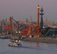 Moscow river in Russia with cityscape