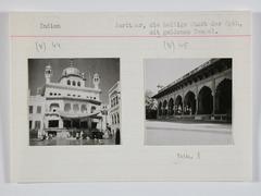 A dome building with towers and columned hall in British-India, Amritsar/Delhi