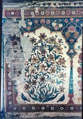 Damaged fresco of decorative floral motifs from original Akal Takht