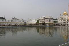 Golden Temple in Amritsar glowing at night