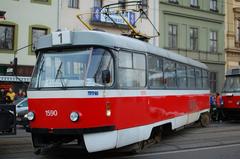 Derailed Tatra T3 tram in Brno