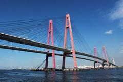 Meiko West Bridge on a sunny day with clear blue sky