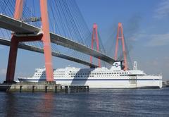 Meiko West Bridge with the Ishikari ferry