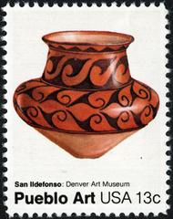 13-cent 1977 U.S. stamp featuring Pueblo Pottery from San Ildefonso