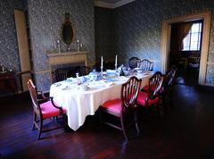 Bishop White House dining room with a long table and eight chairs