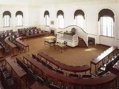 Congress Hall House of Representatives chamber with desks and chairs