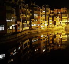 ONyar River Houses at Night with Reflections