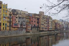 Colorful houses along the Onyar River in Girona, Spain