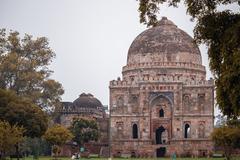 Bara Gumbad in Lodhi Gardens with its large dome and adjacent mosque