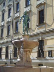 Fountain Szermierz near Uniwersytet Wrocławski