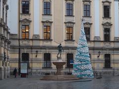 Wrocław cityscape with Market Square, colorful buildings, and Christmas tree