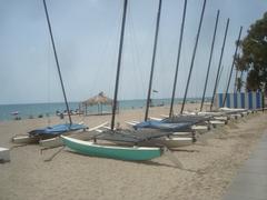 Catamarans on Platja d'Heliòpolis Beach in Benicàssim, Valencia